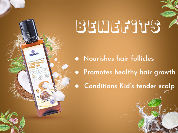 HetaKids Coconut Hair Oil, Chocolate Body Wash, Cocoa Butter & Aloevera Lotion, Complete Skin and Hair Care Combo Pack, Travel Essential set for Kids, Pack of 3