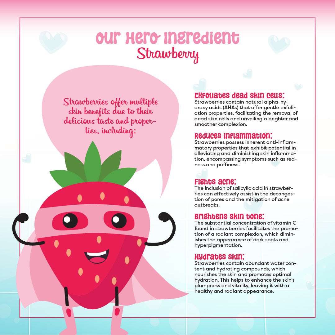 Strawberry Body Wash for Kids | Nourishing & Moisturizing | Paraben & Sulfate-Free | Prevents Acne | Strawberry Infused | Gentle Kids Body Wash (Age: 5-12) | 250ml Delight | 100% Vegan