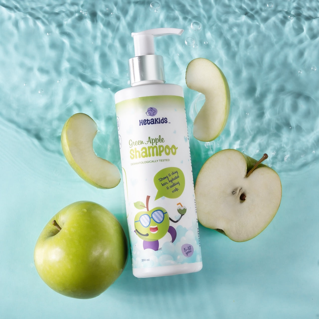 Green Apple Shampoo for Kids (5-12 Years) | Nourishes & Strengthens Hair | Frizz-Free, Soft & Shiny Hair | Controls Dandruff & Balances Scalp pH | Paraben & Sulfate-Free | 250ml