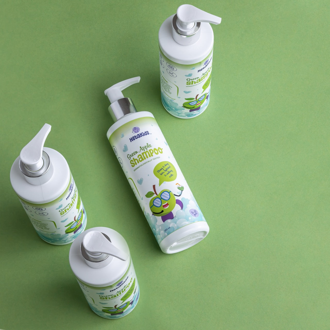 Green Apple Shampoo for Kids (5-12 Years) | Nourishes & Strengthens Hair | Frizz-Free, Soft & Shiny Hair | Controls Dandruff & Balances Scalp pH | Paraben & Sulfate-Free | 250ml