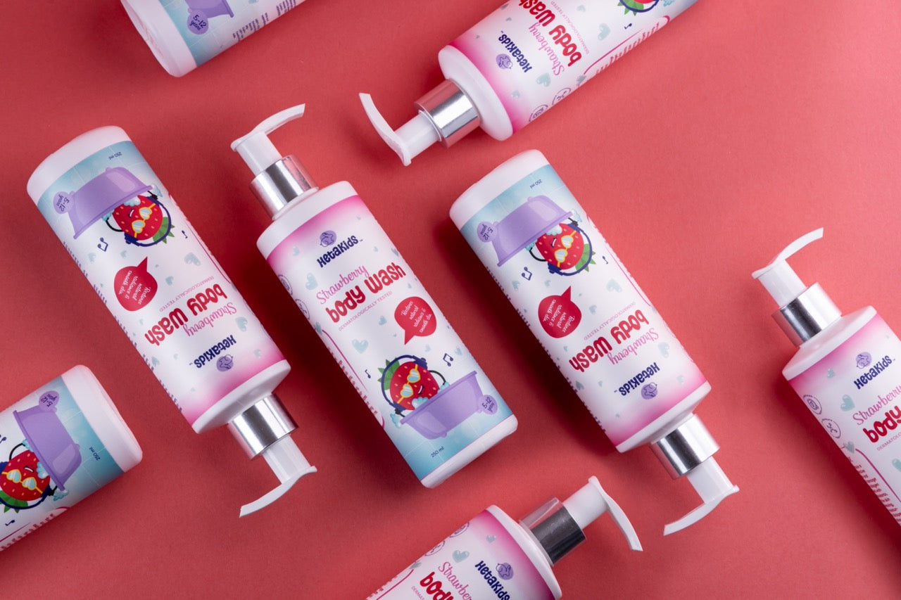 Strawberry Body Wash for Kids | Nourishing & Moisturizing | Paraben & Sulfate-Free | Prevents Acne | Strawberry Infused | Gentle Kids Body Wash (Age: 5-12) | 250ml Delight | 100% Vegan