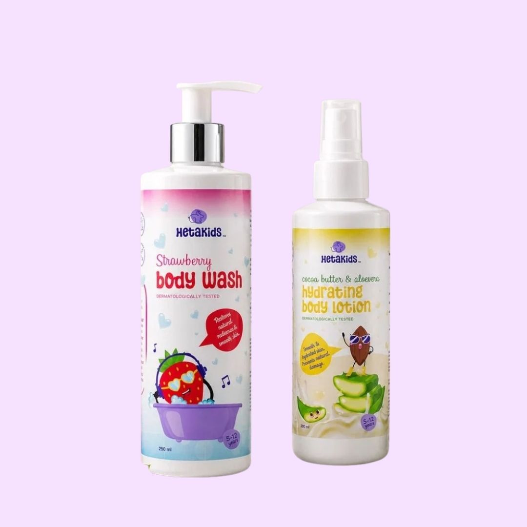 Soft Skin Duo (Strawberry Body Wash + Hydrating Body Lotion) -Cleanse • Hydrate • Protect • Kids 5–12 Years (250 ml + 200 ml))