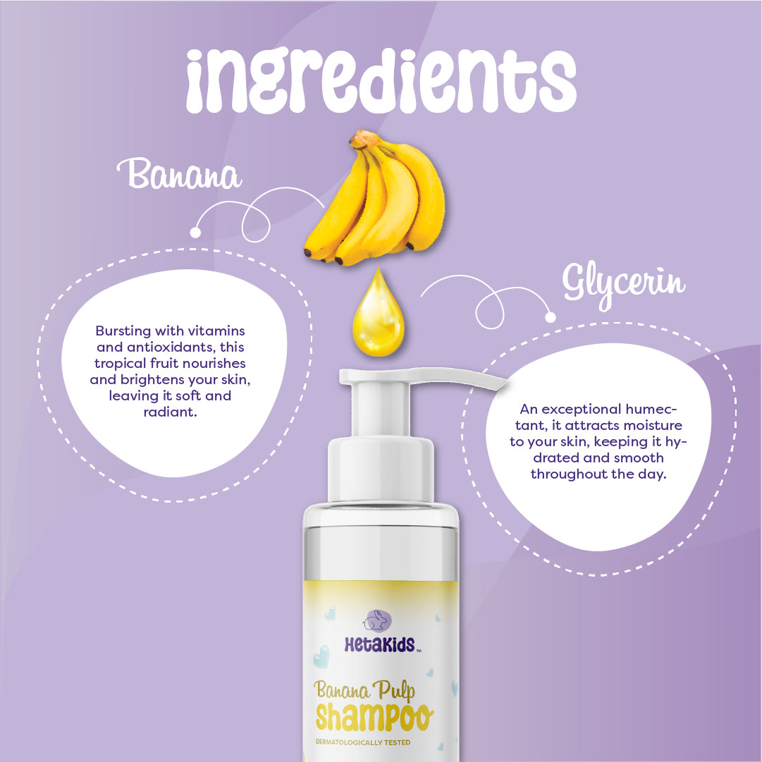 Banana Pulp Shampoo and Green Apple Shampoo Combo for Kids (5-12 Years) | Nourishes & Strengthens Hair | Frizz-Free, Soft & Shiny Hair | Controls Dandruff & Balances Scalp pH | Paraben & Sulfate-Free | 250 ml each