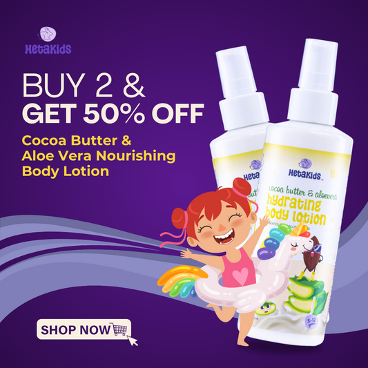 Hydrating Body Lotion for Kids (5-12 Years) | Deep Hydration & Soft, Healthy Skin | Non-Greasy, Enriched with Cocoa Butter, Aloe Vera, Shea Butter, Sunflower Extract | 200ml