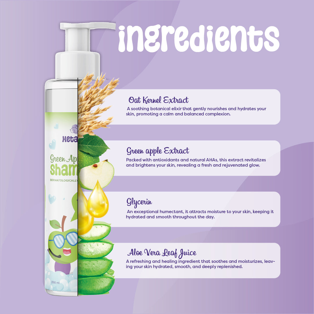 Banana Pulp Shampoo and Green Apple Shampoo Combo for Kids (5-12 Years) | Nourishes & Strengthens Hair | Frizz-Free, Soft & Shiny Hair | Controls Dandruff & Balances Scalp pH | Paraben & Sulfate-Free | 250 ml each